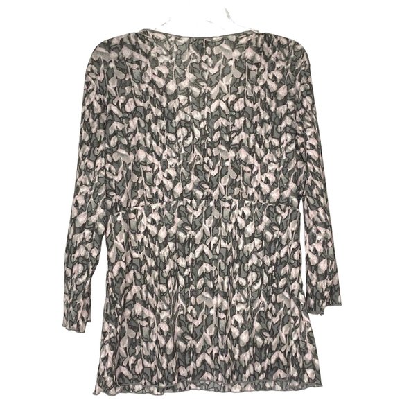 J. Jill Size L Faux Wrap Pink Gray Print 3/4 Sleeve V Neck lightweight Top - Picture 3 of 9